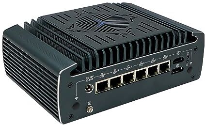 HUNSN Micro Firewall Appliance, Mini PC, pFsense, OPNsense, VPN, Router PC, Intel Core I7 1265U, RX14, AES-NI, 6 x 2.5GbE I225-V B3, HDMI, DP, COM, Nano SIM Slot, TPM2.0, 8G RAM, 128G SSD