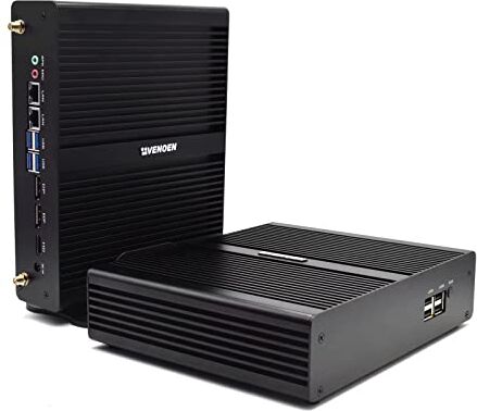 VENOEN Fanless Mini PC Core i5 8250U, Triple Display Micro PC, 16G DDR4 500G SSD, Dual LAN, HD, EDP, DP, Dual Band WiFi, BT4.0,Mini Desktop Computer Windows 10/Windows 11