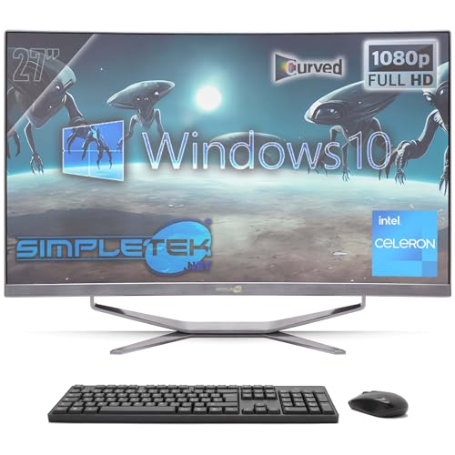SIMPLETEK All in One PC 27" Curved R1800 Full HD 60Hz G460   Windows 10 Pro 8GB RAM SSD 240GB   Computer Tutto in Uno