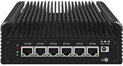 HUNSN Micro Firewall Appliance, Mini PC, pFsense, OPNsense, VPN, Router PC, Intel 10 Cores I5 1235U, RJ24, AES-NI, 6 x 2.5GbE I226-V, HDMI, DP, USB3.2, Type-C, TF, 4G RAM, 64G SSD