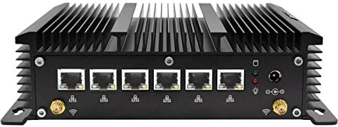 BASOARO Firewall Micro Appliance, 6 x 2.5GbE LAN Fanless Mini PC, Core i5 10210U Network Gateway Soft Router PC, 4G RAM 64G SSD, HD Display Port, RS232 COM, WiFi, VPN, Linux Server