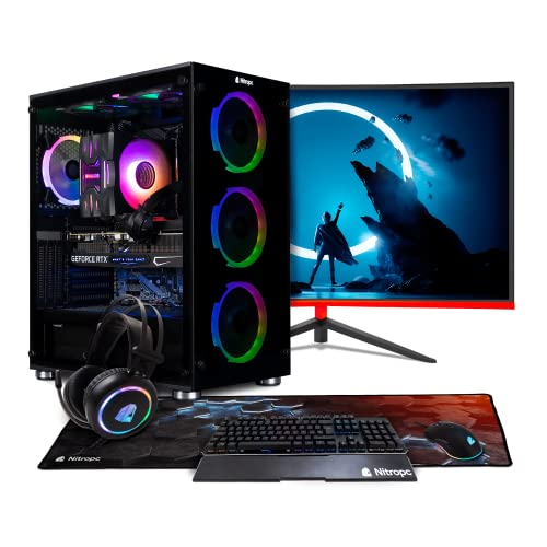 NitroPC Pack Diamond Plus   Computer gaming completo (Intel i7 13700K 16/24 5.2GHz, RTX 3060 12GB, RAM 32GB, M2 2TB, Windows 11, RGB   WiFi, monitor 24", tastiera, mouse, cuffie) PC fisso