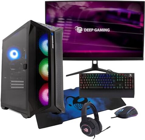 DeepGaming PC Gaming completo Nostromo Pro (Intel Core i7-12700F, RTX3050, 128 GB RAM, 1 TB SSD M.2   WiFi + BT5.2, Monitor 27" QHD IPS, Tastiera + Mouse + Cuffie + Mousepad) Computer Desktop