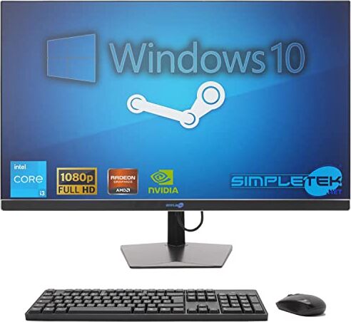 SIMPLETEK All in One i3 10° Gen AiO 27" Windows 10 Pro Core 32GB RAM SSD 2TB con GPU GTX1650 4GB WiFi6 + BT 5.2 + Webcam   Ideale per Editing/Gaming