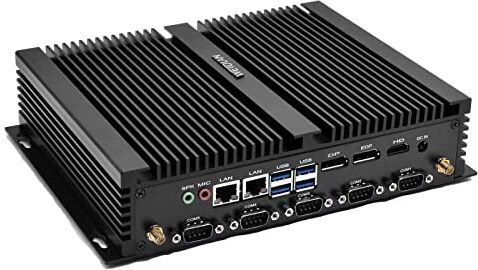 WEIDIAN Industrial Mini Computer, Core i5-8250U, Fanless Computer Windows 11, Mini PC 16GB RAM 256GB SSD 1TB HDD, riple Display HDMI, DP, EDP, Dual RJ45 LAN, 4USB2.0, 4USB3.0, 6RS232 COM, LPT port, WiFi, BT