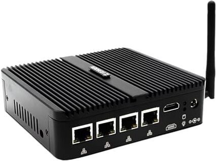 VENOEN Mini PC Router,Firewall Micro Appliance Celeron J4125,Fanless Mini PC 4 Lan Port, AES-NI,12V,Wifi,HD-MI,RS232 COM,4GB RAM/256GB SSD