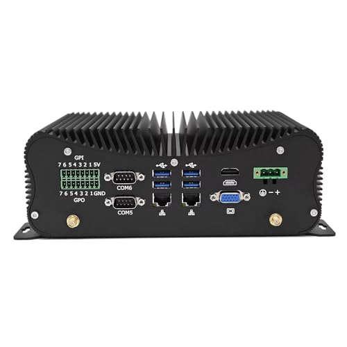 STRHIGP 14Pin GPIO Fanless Mini PC Industriale Desktop Computer Windows 10 Pro, Dual Core i5-8265U DDR4 8GB RAM, 128GB SSD, RS485 COM, Gigabit LAN, HD, VGA, WiFi, BT4.0, SIM Slot