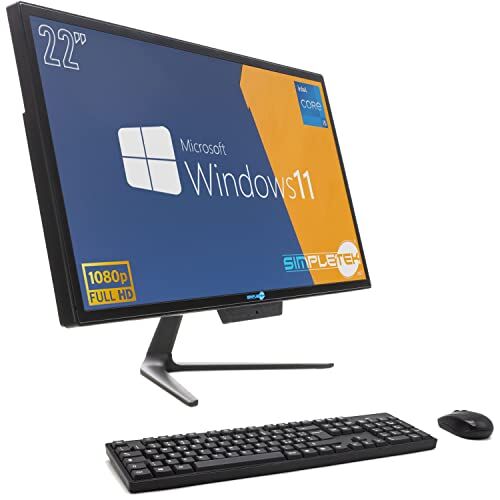 SIMPLETEK PC All in One Core i5 Fino 3.10GHz 16GB SSD 480GB   22" Full HD Windows 11 Pro   Webcam integrata VGA HDMI WiFi5 Computer Aio Fisso Casa Lavoro