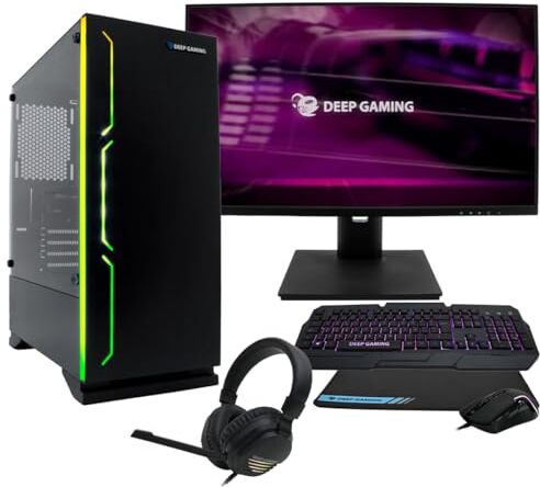 DeepGaming PC Gaming Completo Venom Lite (Intel Core i5-11400F, GTX1650, 32GB, 1TB SSD + 2TB HDD   WiFi + BT5.2, Monitor 24" Dimmerabile, Tastiera + Mouse + Cuffie + Mousepad) Computer Desktop