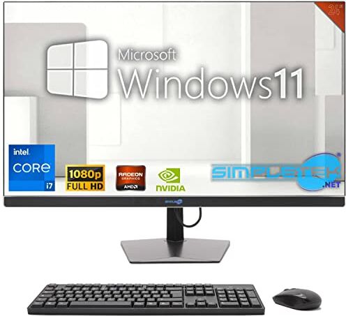 SIMPLETEK PC All in One 24" FHD 60Hz Core i7 Windows 11   Scheda Video Dedicata GTX1660 6GB   16GB RAM SSD 4TB   Lavoro, Gaming