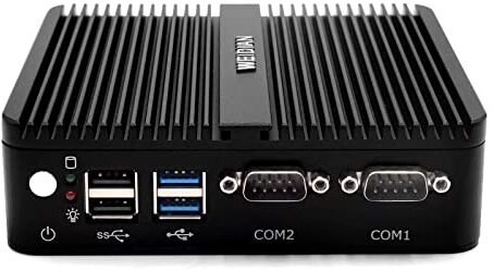 WEIDIAN Fanless Industrial PC, Mini Computer, Mini PC Fisso Celeron J4125, Windows 10 Pro/Linux Ubuntu, Dual Band WiFi/BT4.0/VGA/HDMI/2LAN/2COM RS232/2USB2.0/2USB3.0 (32G DDR4 RAM/256G SSD/1TB HDD)