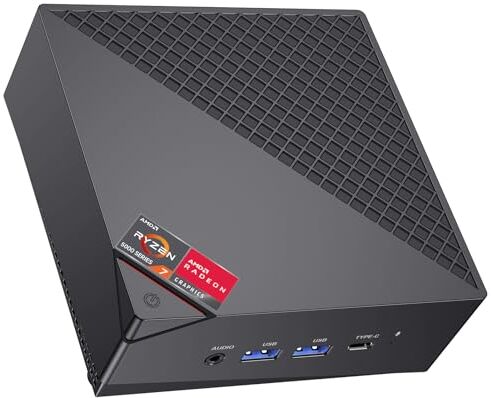 ACEMAGICIAN AM06PRO Mini PC, AMD Ryzen 7 5700U (8C/16T, Fino a 4,3 GHz), Mini Computer 16GB DDR4 RAM 512GB M.2 2280 SSD Grafica 7 Core 2000 MHz, Dual Ethernet/WIFI 6/Type-C/per Ufficio, Studio