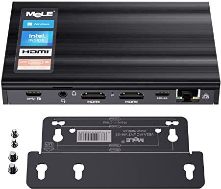 Mele Quieter 3C Mini PC Fanless N5105, Piccolo Computer Portatile, LPDDR4, Win11, HDMI 4K, Wi-Fi 6, Gigabit Ethernet, BT 5.2, USB 3.2 * 3, Type-C, SSD, Supporto VESA (8G/256G)