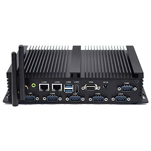 WEIDIAN Mini PC Fanless Quad Core Celeron J4125 PC industriale con Windows 10 Pro, Mini Computer DDR4 16GB RAM, 128GB SSD, 6 RS232 COM, 2 LAN, HD+VGA Doppia uscita, USB 3.0, USB2.0, Dual WiFi, BT4.0