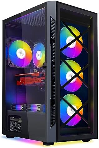 STGsivir PC desktop da gioco, Intel Core i7 3.4GHz fino a 3.9GHz, GeForce GTX 1660 Super 6GB, RAM 32GB, SSD 1TB, WiFi, BT 5.0, Ventilatore RGB x 6, W10H64