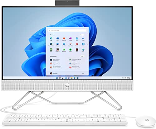 HP 24-cb0000ss, Computer desktop da 23,8", All-in-one, tastiera e mouse wireless (AMD Ryzen 5 5500U, 16 GB RAM, 512 GB SSD, Windows 11 Home), bianco