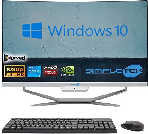 SIMPLETEK PC All in One Display Curvo 24" Core i5 Windows 10   16GB RAM SSD 480GB   Lavoro, Intrattenimento