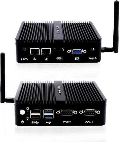 STRHIGP Mini PC Fanless J4125 Quad Core, Computer Desktop Industriale Win10 Pro 16GB RAM 512GB SSD, HD+VGA Grafica UHD 600, 2 Gigabit LAN, 2 COM RS232, 4USB, Tiny Desktop PC