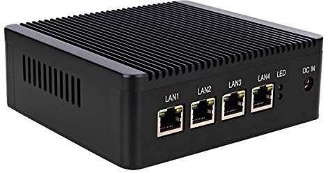 ANDAQI 4 Port, Fanless Firewall Micro Appliance/Mini PC, YC049, Intel Celeron Quad Core J1900, DDR3L 2GB RAM 32GB mSATA, Support 2.5-inch SATA Internal SSD/HDD