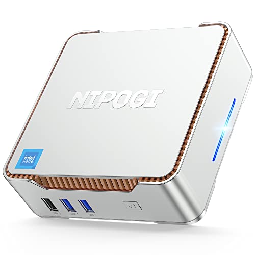 NiPoGi Mini PC Intel Celeron N5105 2.9GHz, Mini Computer 16GB RAM 512GB M.2 SSD, Supporto PC 2.5" SATA SSD, WiFi 2.4G/5G, BT4.2, Triplo display 4K, Piccolo PC ufficio/scuola/Pubblicità