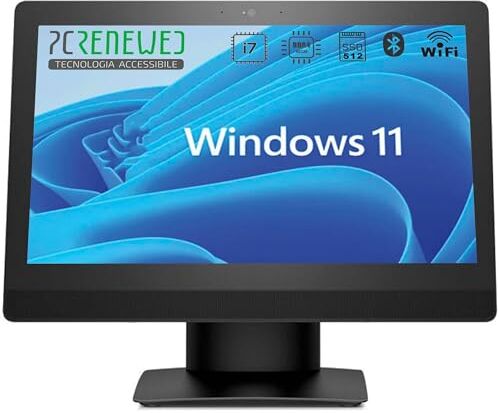 Generico PcRenewed PC Fisso Ricondizionato All-in-One 600 g3 Windows 11 e Office 2021 Intel i7 6700, 16GB RAM, SSD 512GB, Wi-Fi, Bluetooth, Casse e Webcam (Ricondizionato)