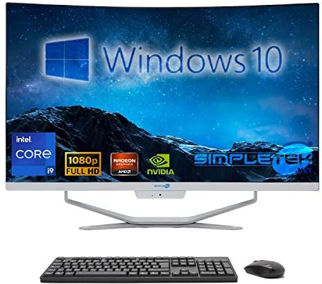 SIMPLETEK PC All in One 27" Curvo Windows 10   Processore Core i9 12° Gen con Scheda Video RX550 4GB   16GB RAM DDR4 SSD 960GB