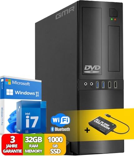 GMR Office PC Intel i7   4.0GHz   32 GB RAM   1000 GB SSD   DVD±RW   Smart ID Card Reader 5-in-1   WiFi 600 und Bluetooth 5   USB3   Windows 11 Pro