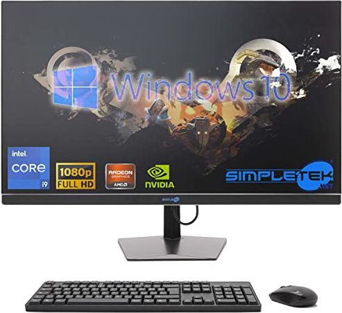 SIMPLETEK All in One i9 10° Gen AiO 27" Windows 10 Pro 16GB RAM SSD 240GB con GPU RX550 4GB WiFi6 + BT 5.2 + Webcam   Ideale per Editing/Gaming