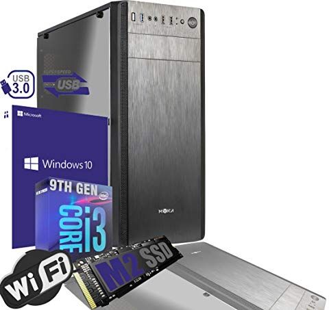 Myka PC Desktop  Cpu Intel Quadcore i3 9100 Fino a 4,20 GHZ/Grafica Intel UHD 630/ Ram 8GB DDR4/SSD M2 256 GB/Wi-Fi Usb 3.0 Hdmi/LICENZA WINDOWS 10 PRO/Computer Assemblato Per Ufficio Casa Completo