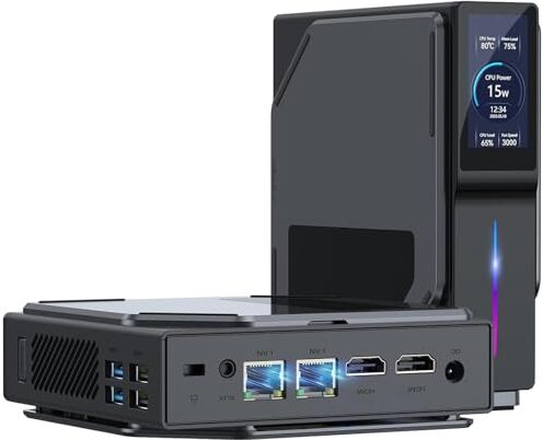 ACEMAGIC Mini PC S1 N97 (fino a 3,6 GHz, 4C/4T) 16 GB RAM 512 GB SSD M.2 con WiFi6&LCD Custom, Mini Computer RGB Intel Alder Lake Supporto SSD SATA da 2,5", Bluetooth 5.2, Dual HDMI Display