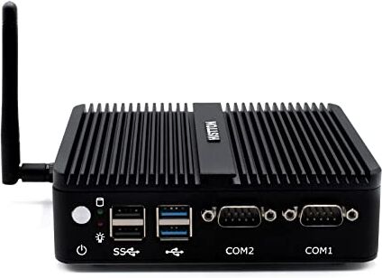 HISTTON Mini PC Fanless, PC Industriale Celeron J4125, DDR4 8GB RAM 128GB SSD, Micro PC, Doppia LAN, Wifi,BT4.0,Mini PC Industriale con 2 RS232 COM,HDMI,VGA,USB3.0,Mini Computer Desktop Windows 10 Pro