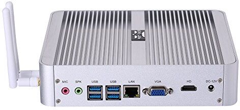 Partaker Fanless Mini PC, Powerful Mini Desktop Computer, Intel i5 8250U 8th Gen 4 Cores CPU, 8GB DDR4 Ram，240GB SSD,4096x2304, HDMI, LAN, VGA, 4xUSB 3.0, Windows 10 Pro