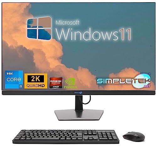 SIMPLETEK – PC AIO All In One 27" FHD Core i5 Scheda Video Dedicata GTX1650 4GB Windows 11   16GB RAM SSD 4TB   Potente, Versatile, Grafica, Gaming