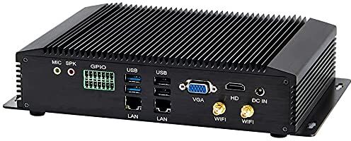 Partaker Fanless Industrial PC,Mini Desktop Computer with Intel Core I7 4500U Dual Core CPU, 8GB Ram 240GB SSD,6xCOM, 4xUSB 3.0, 4xUSB 2.0, 2xLAN, GPIO, HD Port, VGA, Wi-Fi, Windows 10 Pro