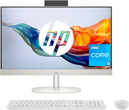 HP All-in-One 24-cr0013ss Computer desktop da 23,8" FHD (Intel Core i3-N300, 8 GB RAM, 512 GB SSD, Intel UHD Graphics, senza sistema operativo) Bianco Tastiera QWERTY spagnola