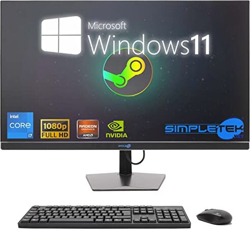 SIMPLETEK All in One i7 10° Gen AiO 27" Windows 11 Pro 64GB RAM SSD 4TB con GPU GTX1660 6GB WiFi6 + BT 5.2 + Webcam   Ideale per Editing/Gaming