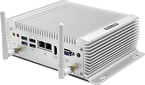 HISTTON mini pc fanless, pc industriale Windows 10 Pro Intel Core i7-4500U, 8 GB di RAM 256 GB SSD, 4xCOM RS232, 2xCOM RS485, 2 * LAN, 1 * HDMI, 1 * VGA, Dual Wifi, BT 4.0, Supporto Linux/Ubuntu