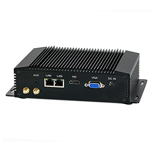 HUNSN Industrial Embedded PC, Fanless Mini Computer, IPC, Intel Celeron J4105, Windows 11 Pro or Linux Ubuntu, IM10, WiFi, BT, VGA, HDMI, 2 x LAN, 2 x COM RS232, 4 x USB, 8G RAM, 128G SSD