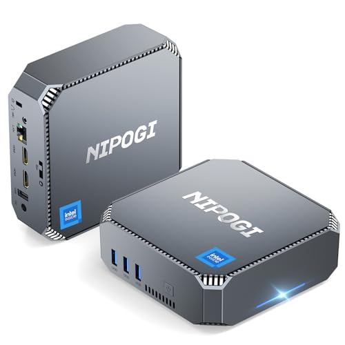 NiPoGi Mini PC 1024G (1TB) M.2 SSD, Intel Alder Lake-N100 di 12a generazione (fino a 3,4 GHz), Micro PCs da 16GB di RAM con doppio display 4K/2x HDMI/WiFi 5/BT 4.2/Gigabit Ethernet per casa/ufficio
