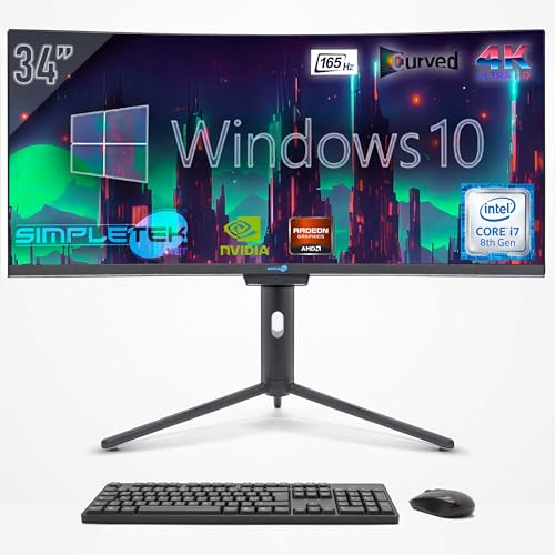 SIMPLETEK PC All in One con Schermo Curvo da 34" 4K Wide   Processore Intel Core i7   Windows 10 Pro   64GB RAM SSD 4TB   RTX4060 8GB   Webcam 2K integrata