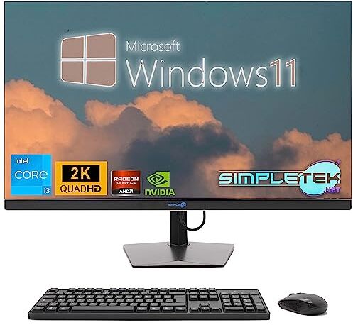 SIMPLETEK – PC AIO All In One 27" FHD Core i3 Scheda Video Dedicata RX550 4GB Windows 11   16GB RAM SSD 2TB   Potente, Versatile, Grafica, Gaming