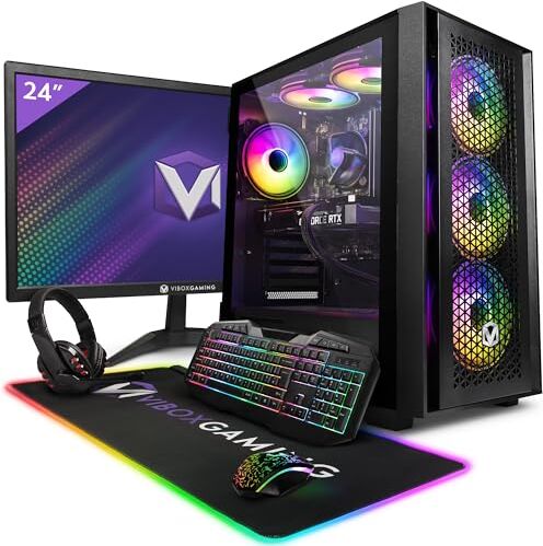 Vibox III-42 PC Gamer 24" Écran Pack 8 Core Intel i7 10700F Processore 4.8GHz Nvidia RTX 3060 12Go 16Go RAM 1To NVMe M.2 SSD 600W PSU Windows 11 WiFi