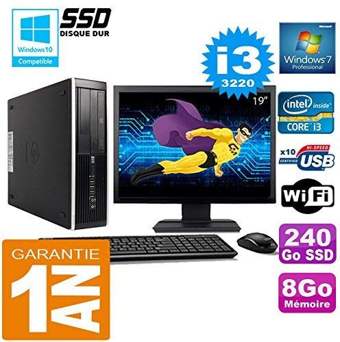 HP PC Compaq 8300 SFF Core I3-3220 Ram 8 GB HDD 240 GB SSD WiFi W7 schermo 19" (rigenerato)