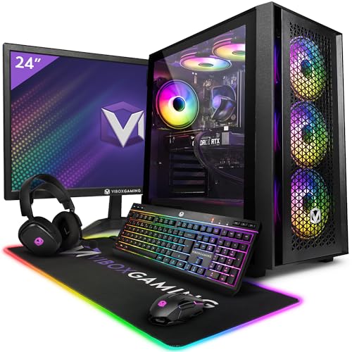 Vibox IV-56 PC Gamer 24" Écran Pack 8 Core Intel i7 11700F Processore 4.9GHz Nvidia RTX 3060 Ti 8Go 16Go RAM 240Go SSD 1To HDD 600W PSU Windows 11 WiFi