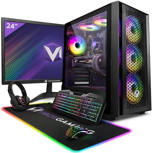 Vibox III-128 PC Gamer 24" Écran Pack 8 Core Intel i7 10700F Processore 4.8GHz Nvidia RTX 4070 Ti 12Go 32Go RAM 1To NVMe M.2 SSD 700W PSU Windows 11 WiFi