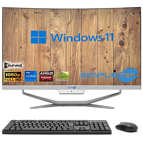 SIMPLETEK PC All in One Display 24" Curvo Core i7 Windows 11   16GB RAM SSD 480GB   Lavoro, Intrattenimento