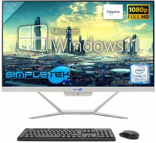 SIMPLETEK PC All In One Touch   Intel Core i7 8° Gen   Windows 11 Pro   64GB RAM SSD 4TB   Webcam 2K Integrata   Schermo Touchscreen   BT 5.2