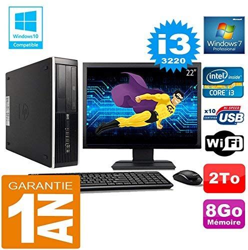 HP PC Compaq 8300 SFF Core I3-3220 RAM 8 GB HDD 2 TB WiFi W7 Schermo 22" (ricondizionato)