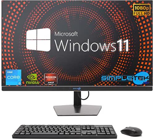 SIMPLETEK All in One i3 10° Gen AiO 27" Windows 11 Pro Core 64GB RAM SSD 4TB con GPU GTX1660 6GB WiFi6 + BT 5.2 + Webcam   Ideale per Editing/Gaming