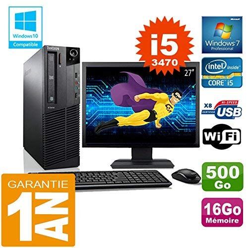 Lenovo PC M92p SFF Core I5-3470 RAM 16 GB disco 500 GB WiFi W7 schermo 27" (ricondizionato)